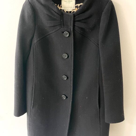 Kate Spade ETTA Wool Bow Coat Black | Size 6 - Picture 2 of 11